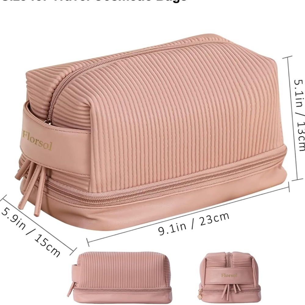 Florsol Blush Colored Textured Cosmetic Make Up Bag. NIB - Picture 2 of 8